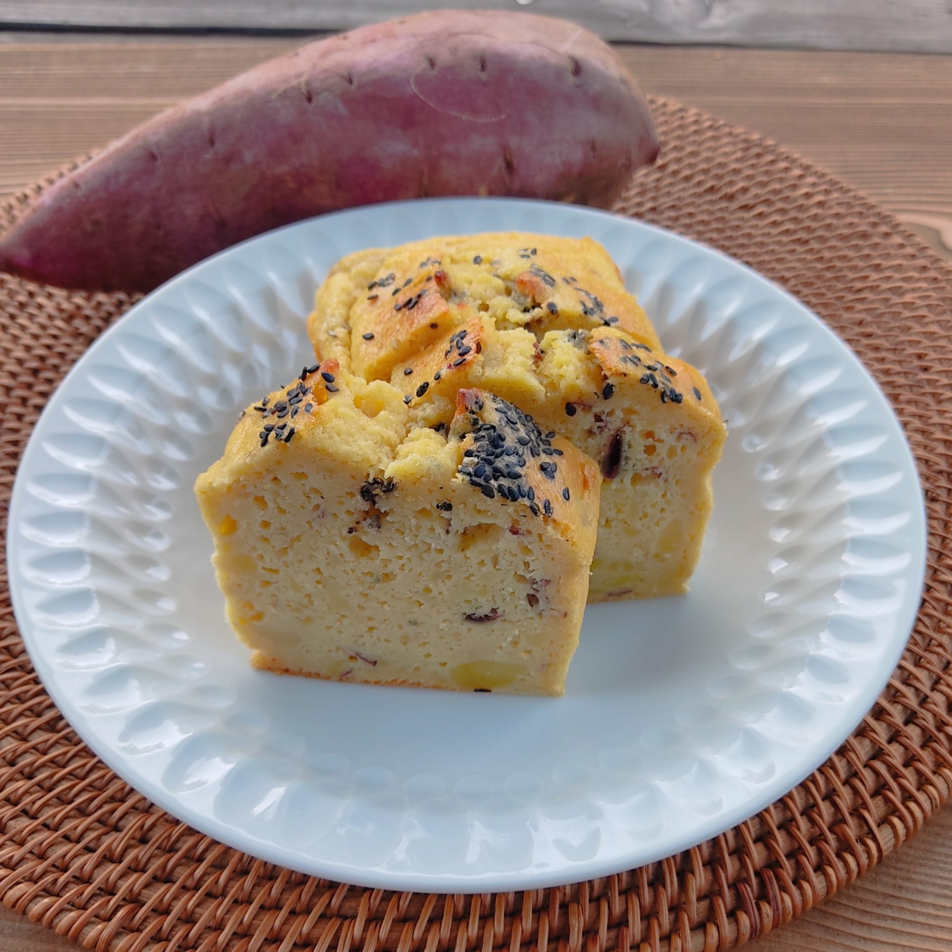 さつま芋を味わう米粉パウンドケーキ　ポリラップ　レシピ