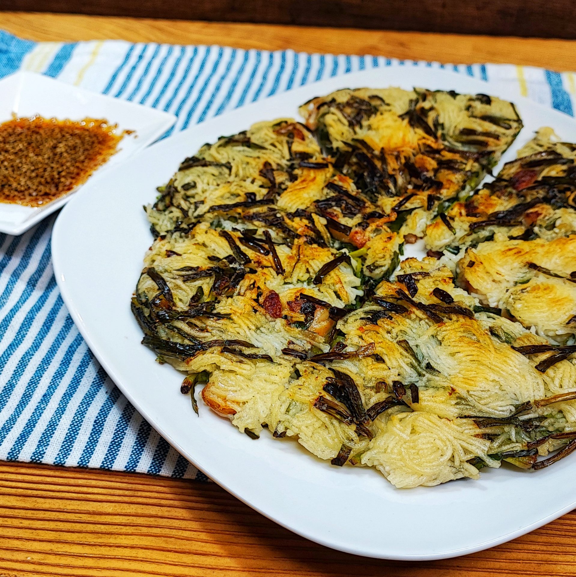 子どもも喜ぶ！そうめんニラチジミ　ポリラップ　レシピ